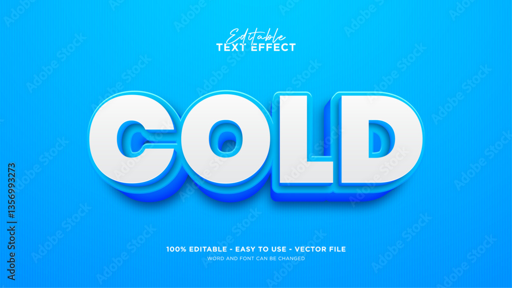 Poster editable cold 3d text effect, blue text style effect