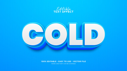 Editable cold 3d text effect, blue text style effect