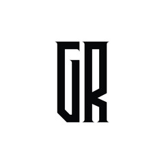 GR monogram logo design letter text name symbol monochrome logotype alphabet character simple logo