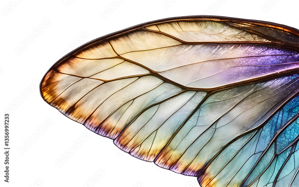 Aufkleber fairy wing with translucent, shimmering iridescence, isolated on a empty plain background