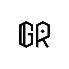 GR monogram logo design letter text name symbol monochrome logotype alphabet character simple logo
