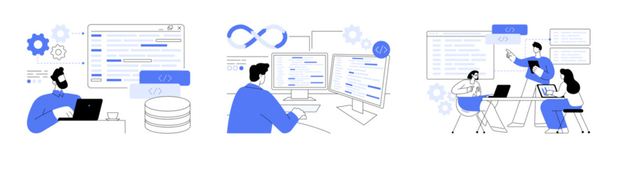 Back end development isolated cartoon vector illustrations se