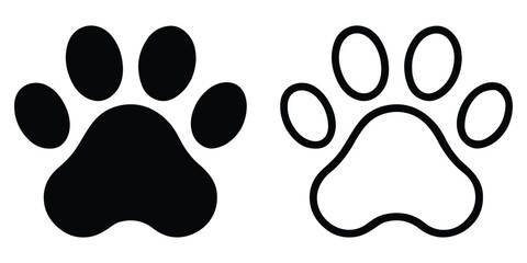 Black and White Dog Paw Print Icon Pair vector