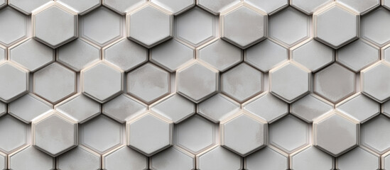Naklejka premium a seamless hexagonal ceramic tile pattern in gray as a product presentation base