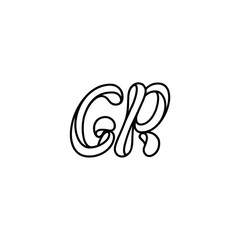 GR monogram logo design letter text name symbol monochrome logotype alphabet character simple logo