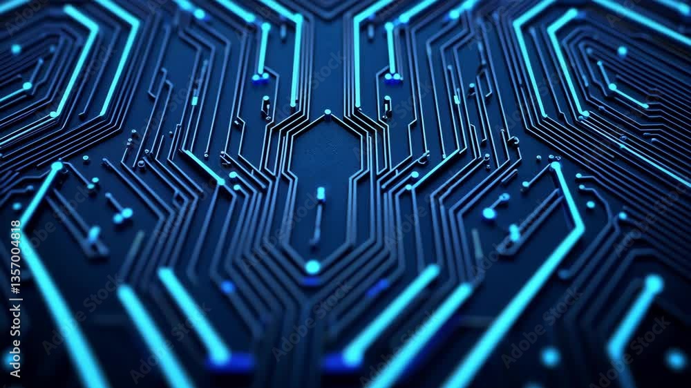 Poster modern abstract circuit technology design intricate blue lines and digital electronics background sh