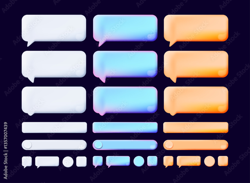 Poster set of 3d cartoon bubble chat collection with some template shape vector modern design