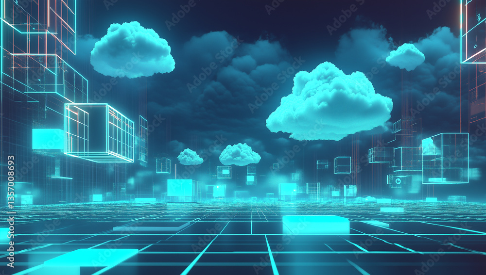 Aufkleber cloud computing digital information and cyberspace background