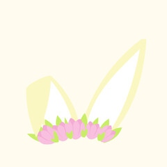 Easter Bunny Ears Decorated with brunches and flowers