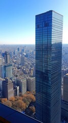 Obraz premium Sleek skyscraper dominates cityscape under a clear sky