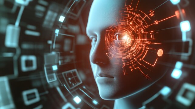 Individual engaged in a futuristic neural interface exploration with vivid details