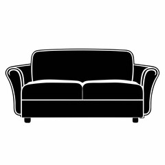 A modern black leather sofa on a white background, showcasing contemporary style and comfort for a luxurious home interior