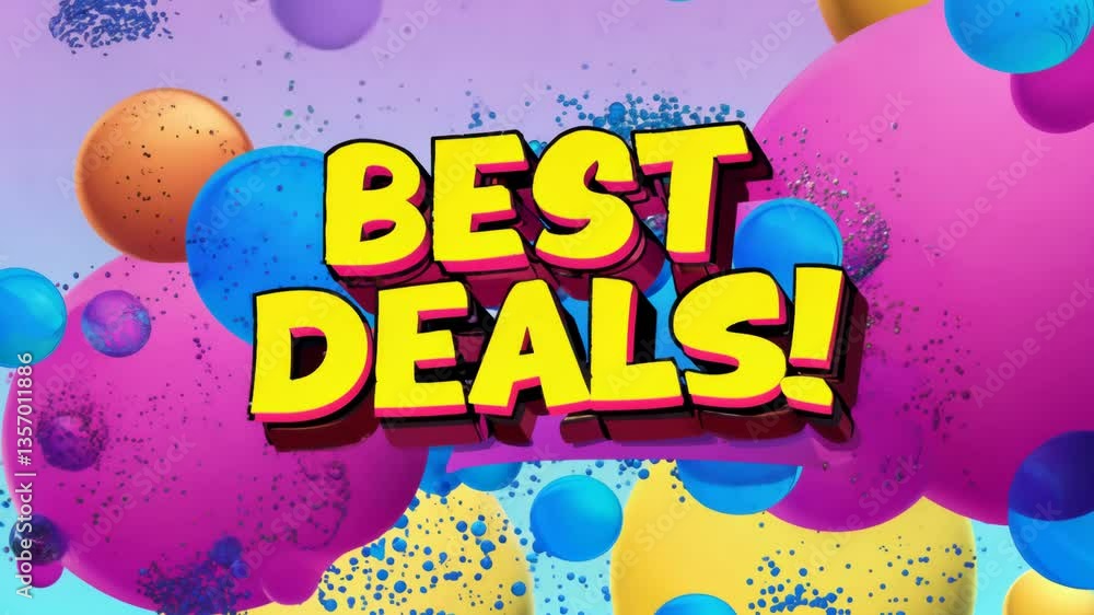 Poster a colorful sign that says best deal. it is surrounded by many colorful bubbles. the bubbles are in d