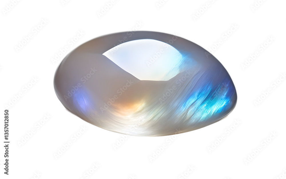 Aufkleber moonstone gem with a milky white glow and iridescent sheen, isolated on a empty plain background