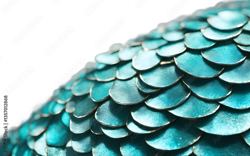 Aufkleber mermaid's scale with an oceanic turquoise sheen, isolated on a empty plain background