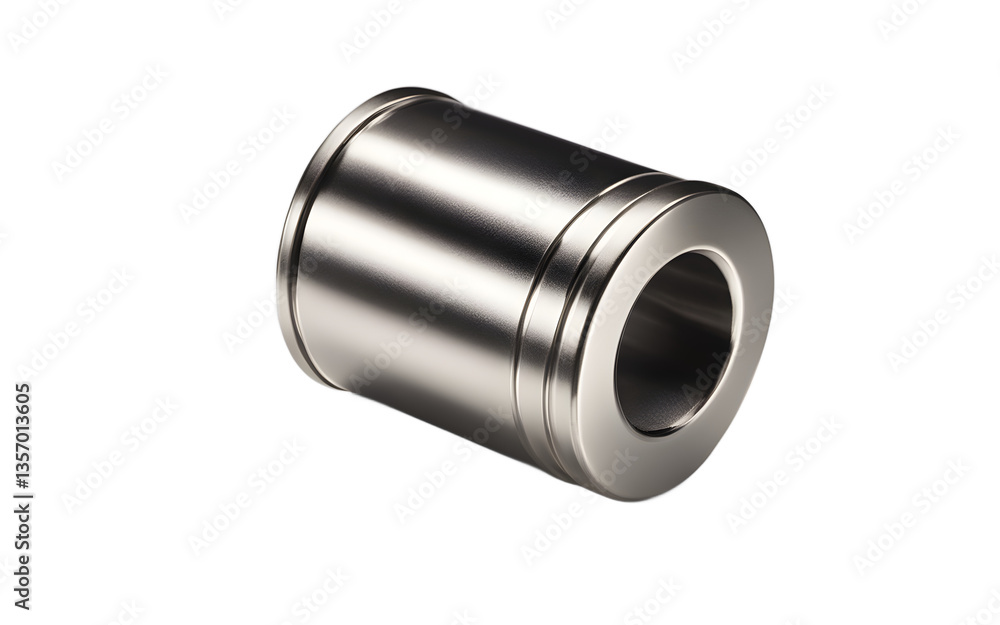 Aufkleber neodymium magnet in a cylindrical shape with a smooth metallic finish, isolated on a empty plain bac