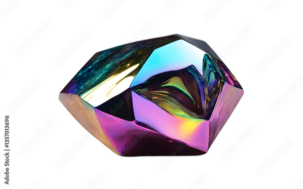 Aufkleber Niobium chunk with a high-gloss metallic finish, isolated on a empty plain background