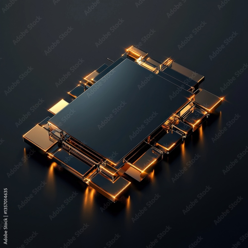 Aufkleber a 3d rendering of a card design with metallic finishes and dynamic lighting