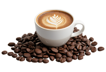 cup of coffee with beans