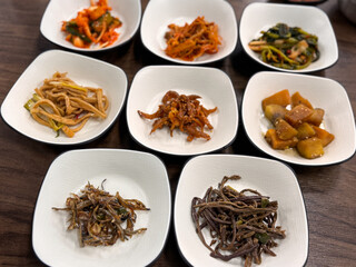 Side dishes, Korean food table, close-up