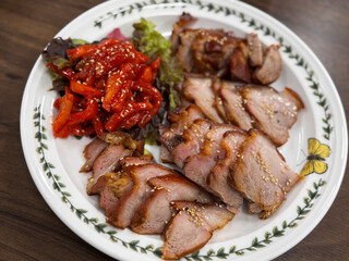 Bossam, pork boiled pork plate close-up