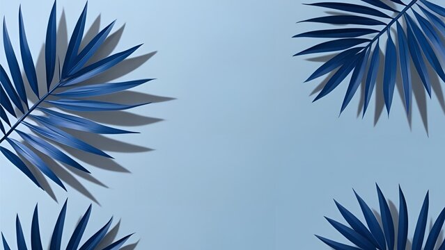 palm leaves against blue sky