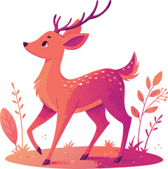 minimalist cute baby deer vector art illustration 