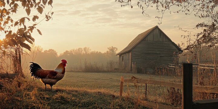 A farm rooster crowing at an unexpected hour due to DST adjustment