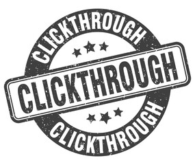 clickthrough stamp. clickthrough label. round grunge sign