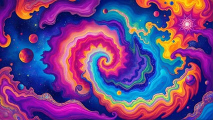 Colorful Psychedelic Galaxy – Swirling Nebulas and Vibrant Cosmic Art