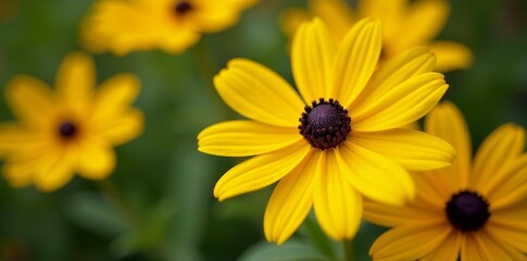 Obraz premium Vibrant yellow black eyed susan flowers in full bloom close up, colorful, nature, flora