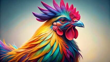 Adorable Cartoon Chicken Portrait, Farm Animal Photography, Cute Poultry