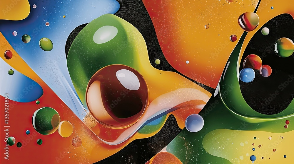 Poster Artistic abstract pattern with brush textures and overlapping vibrant colors
