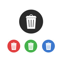 Delete icon set, recycle bin icon vector in flat style. Trash bin vector icon set. Vector logo sign