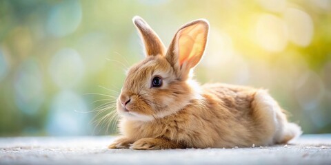 Obraz premium Adorable Fluffy Bunny Relaxing on Side - Cute Pet Stock Photo