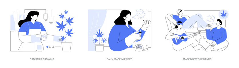 Cannabis addiction isolated cartoon vector illustrations se