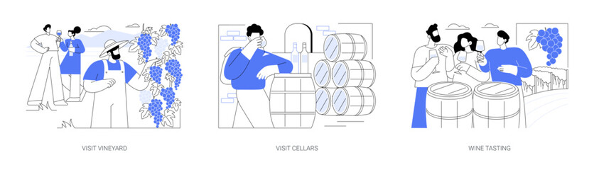 Wine tour isolated cartoon vector illustrations se
