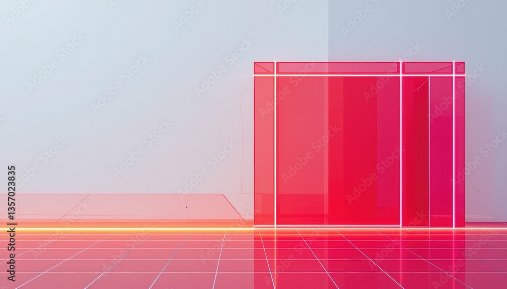 Poster modern abstract display of transparent red cubes in a minimalist studio environment digital art crea