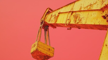 Rusty crane hook, industrial port, sunset sky, construction
