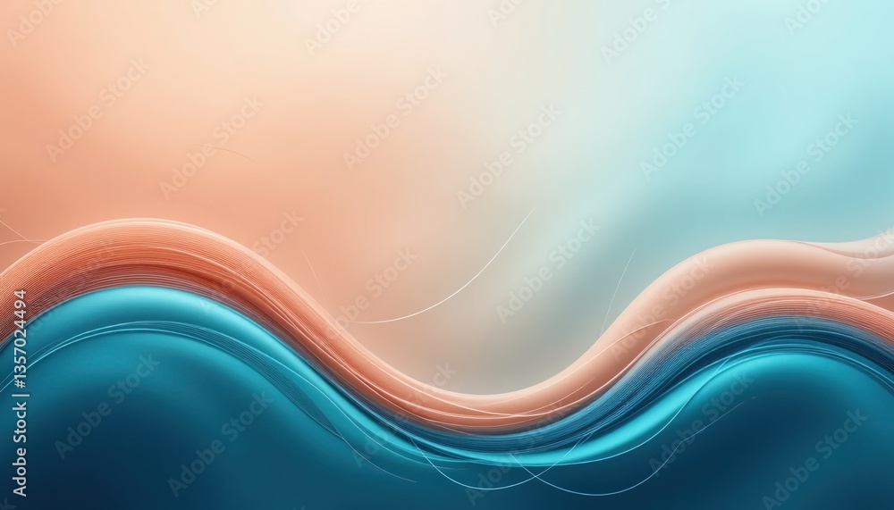 Poster flowing abstract waves digital art creation colorful visuals modern environment artistic perspective