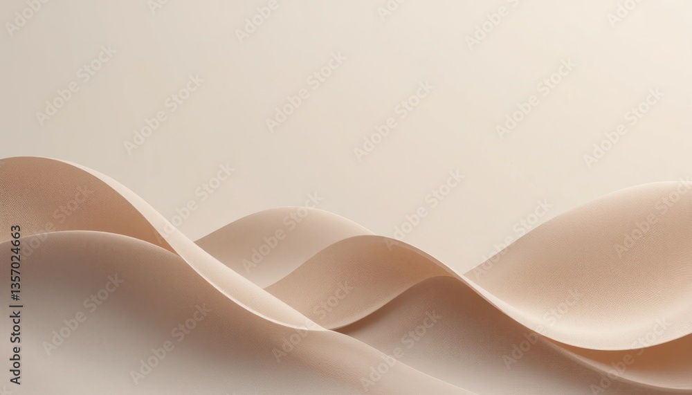Poster gentle flowing curves minimalist aesthetic abstract design soft color palette studio setting visual 