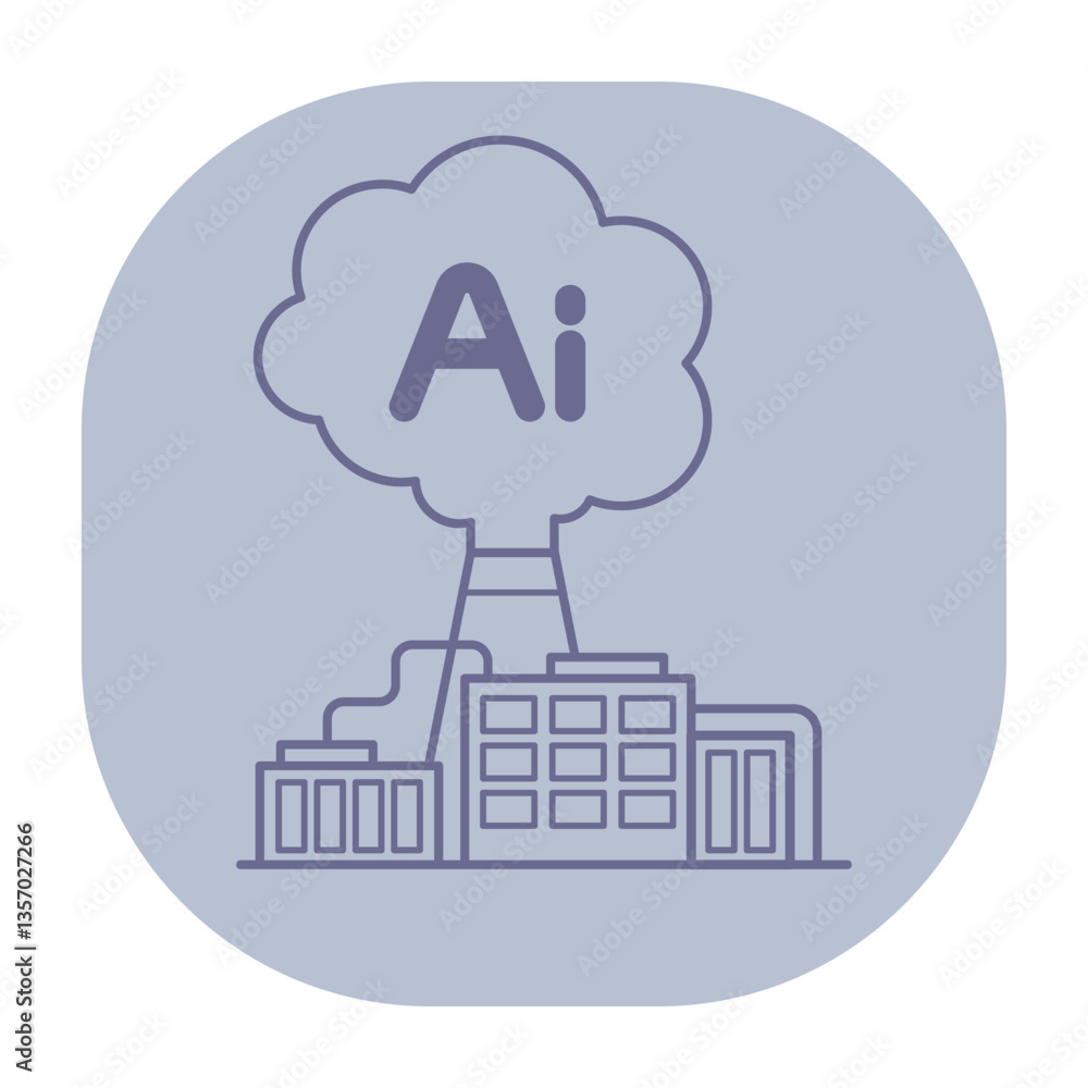 Poster icon of artificial intelligence, featuring smoke cloud with letters ai. innovation and technology in