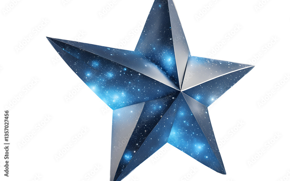 Aufkleber  Star fragment with an ethereal blue light and a starry texture, isolated on a empty plain background