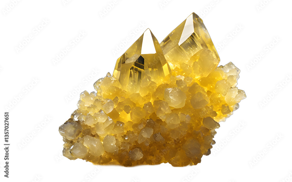 Aufkleber sulfur crystal with a vibrant yellow color and rough texture, isolated on a empty plain background
