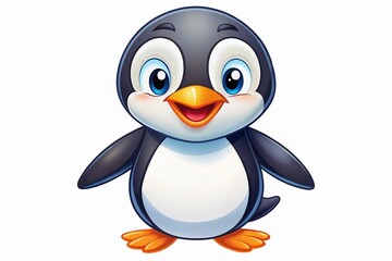 Fototapeta premium Adorable Penguin Clipart: Cute Cartoon Penguins on White Background, Perfect for Kids Projects