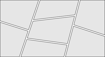 Comic Book Panel Layout with Angled Sections Template Design