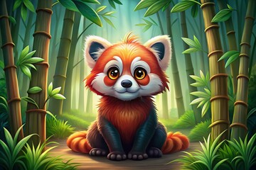 Adorable Red Panda Cartoon Pleading Eyes - Cute Wildlife Illustration