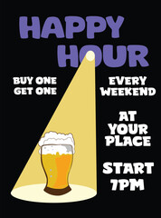 happy hour party poster  flyer or social media post design