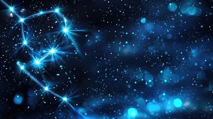 Fototapeta premium Celestial blue star constellation in a sparkling cosmic night sky