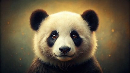 Obraz premium Adorable Vintage Panda Bear Face Close-Up - Sepia Tone Wildlife Photo